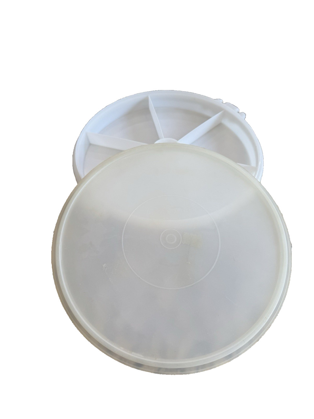 Vintage Tupperware Sheer Divided Party Serving Tray Platter 405-2 Lid 224-11